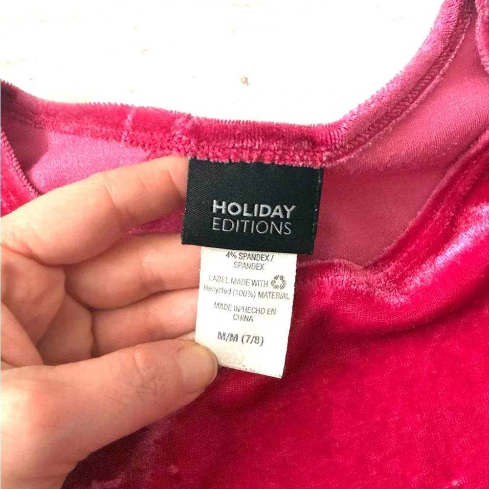 Girls Size 7/8 Velour Velvet Pink A Line Dress Holiday Editions Size 7 8 Kids